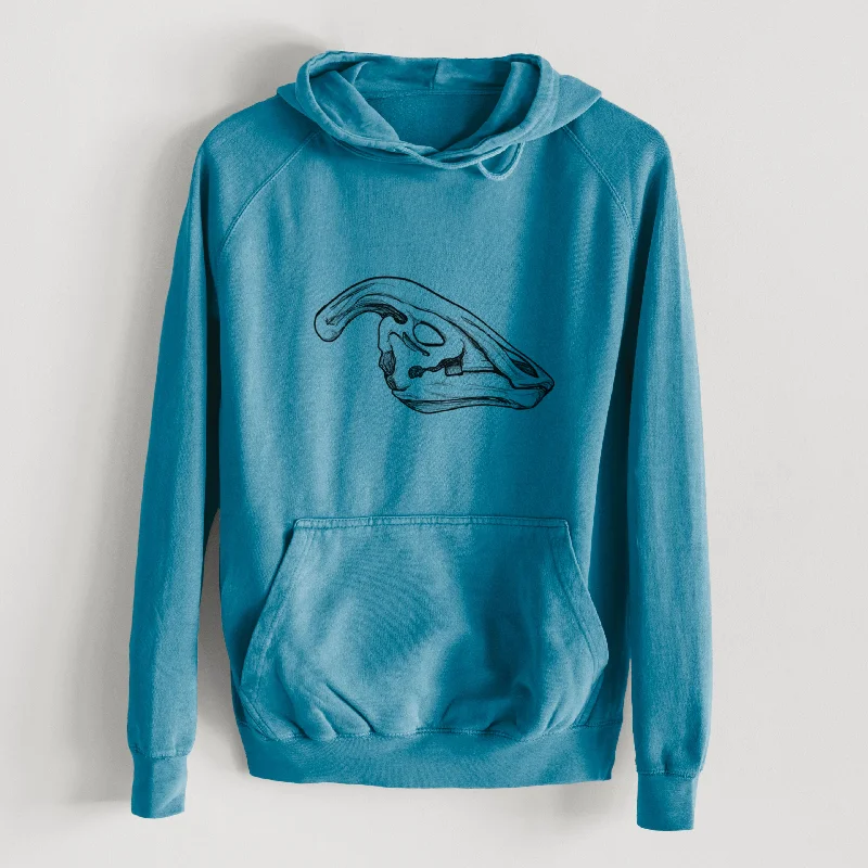 Parasaurolophus Skull  - Mid-Weight Unisex Vintage 100% Cotton Hoodie