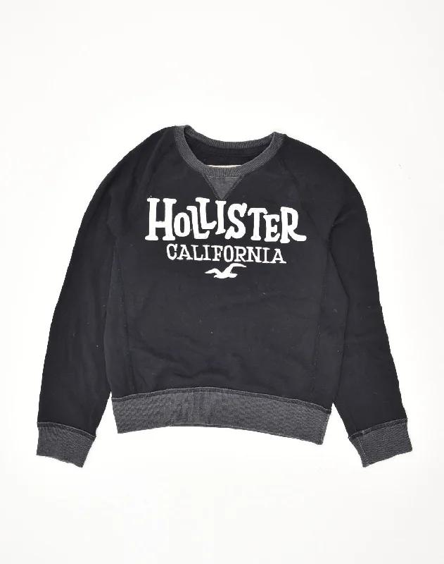 HOLLISTER Womens California Loose Fit Graphic Sweatshirt Jumper UK 10 Small Navy Blue