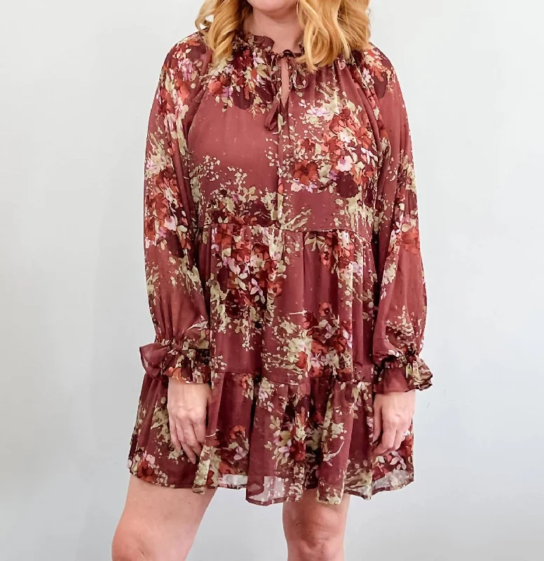 Let It Happen Swing Dress In Plum And Wine