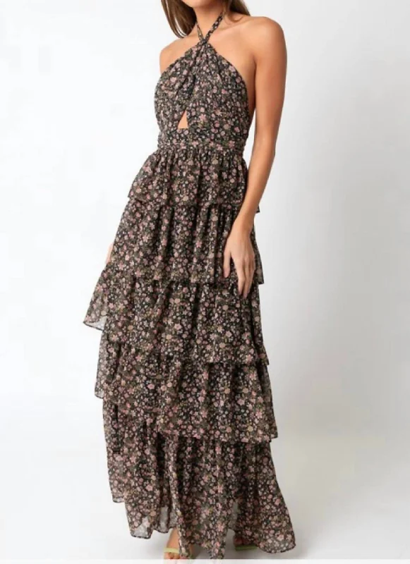 Ruffle Skirt Maxi Dress In Floral