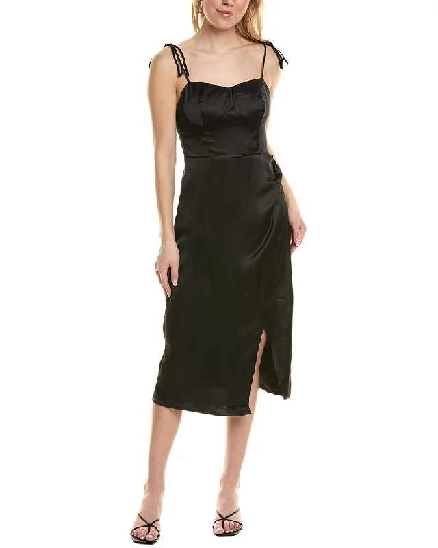 REVERIEE Satin Midi Dress