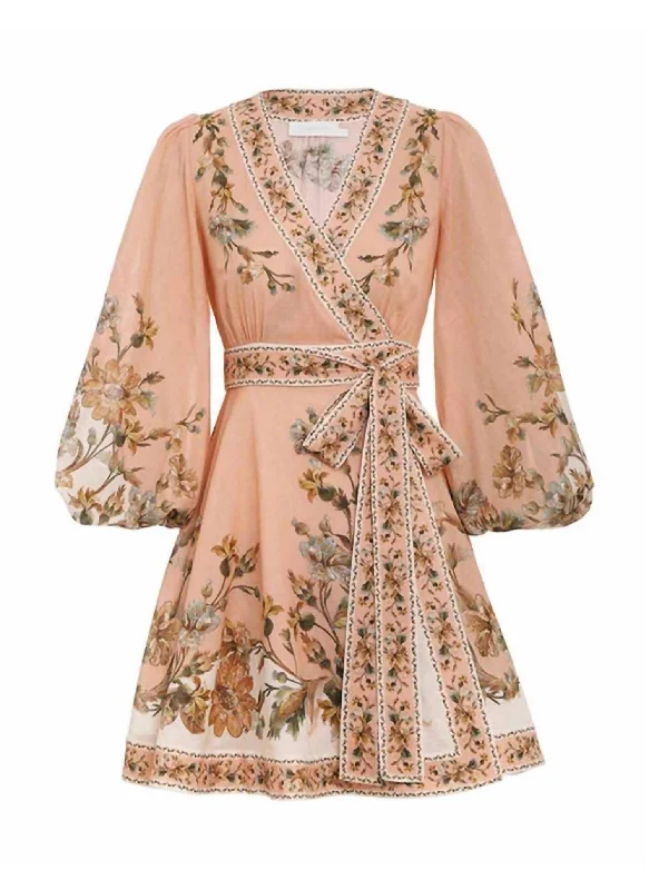 Chintz Wrap Mini Dress In Pink