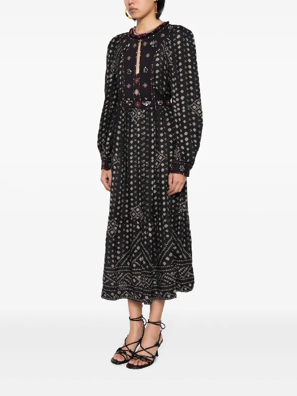 Maja Embroidered Dress In Black