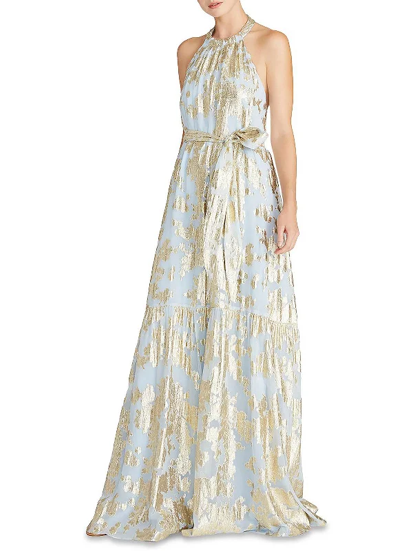 Womens Chiffon Printed Evening Dress