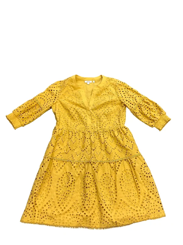 Dress Casual Midi By Chicos In Yellow, Size: 8