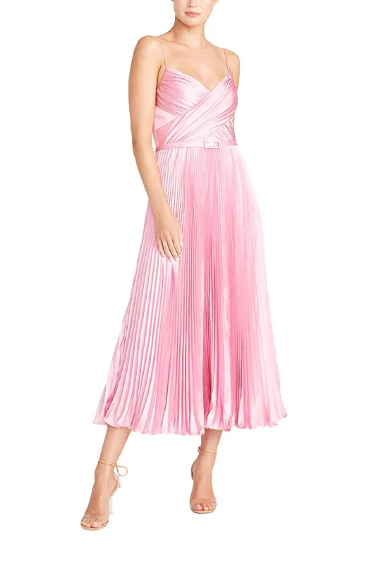 Sleeveless Satin Midi Dress In Garden Rose