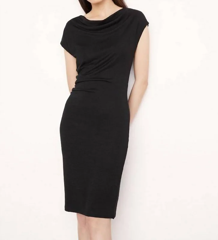 Cowl Neck Dress In Black