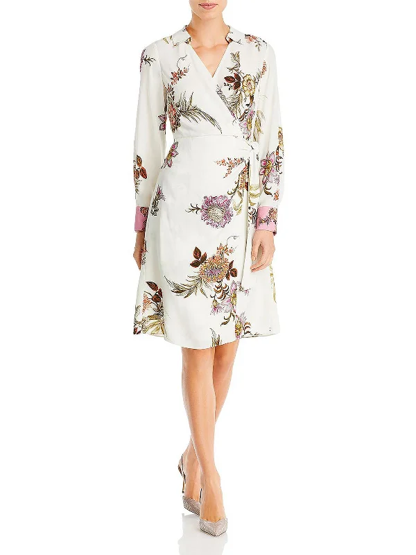 Monika Womens Floral Knee Wrap Dress