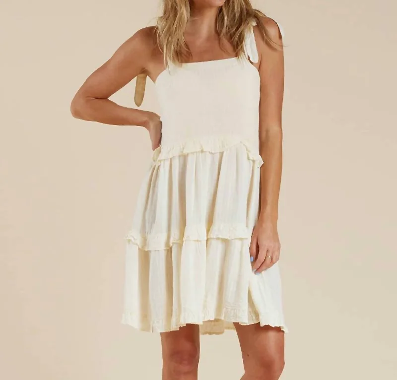 Ruffle Swing Dress In Ivory