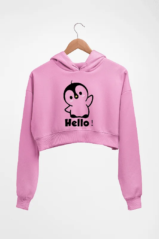 Penguin Hello Crop HOODIE FOR WOMEN