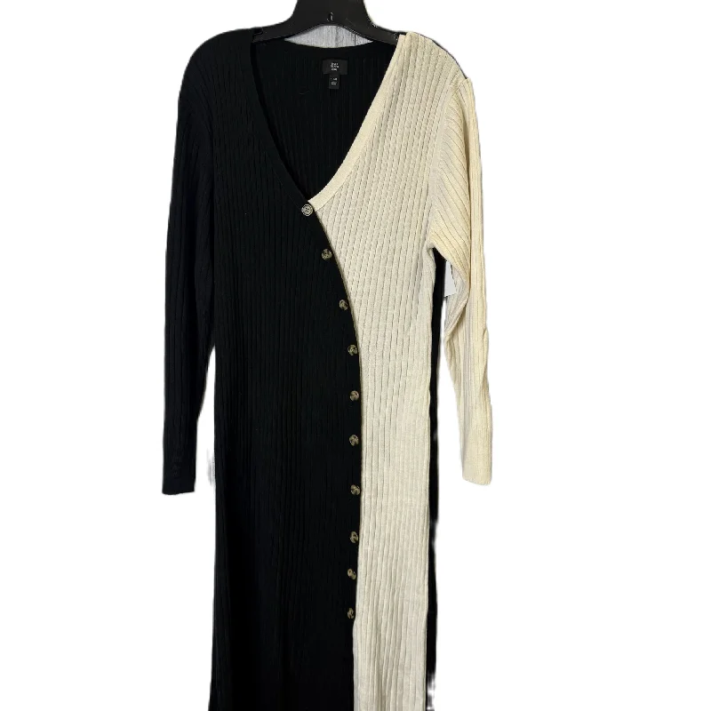 Dress Casual Midi By Clothes Mentor In Black & Cream, Size: Xxl