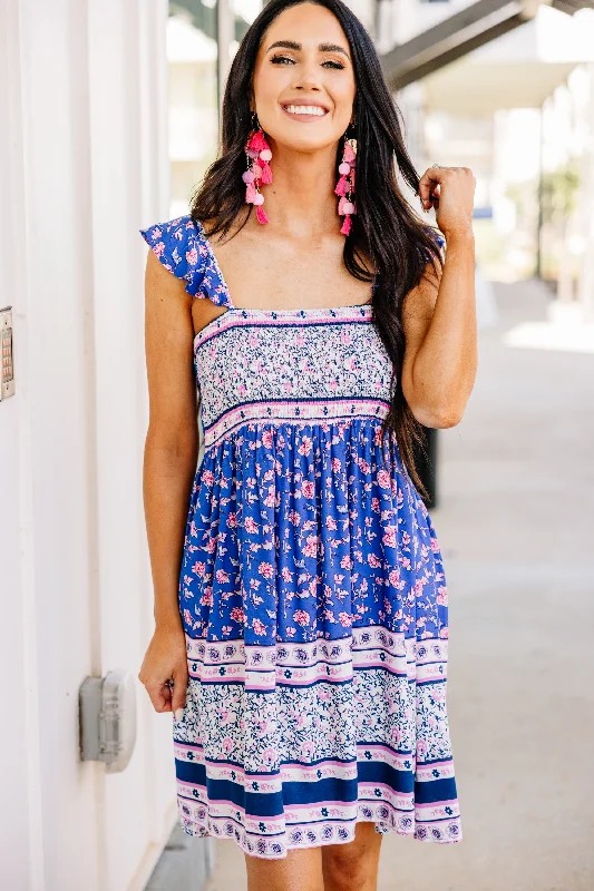 It's A Dream Royal Blue Mixed Floral Dress