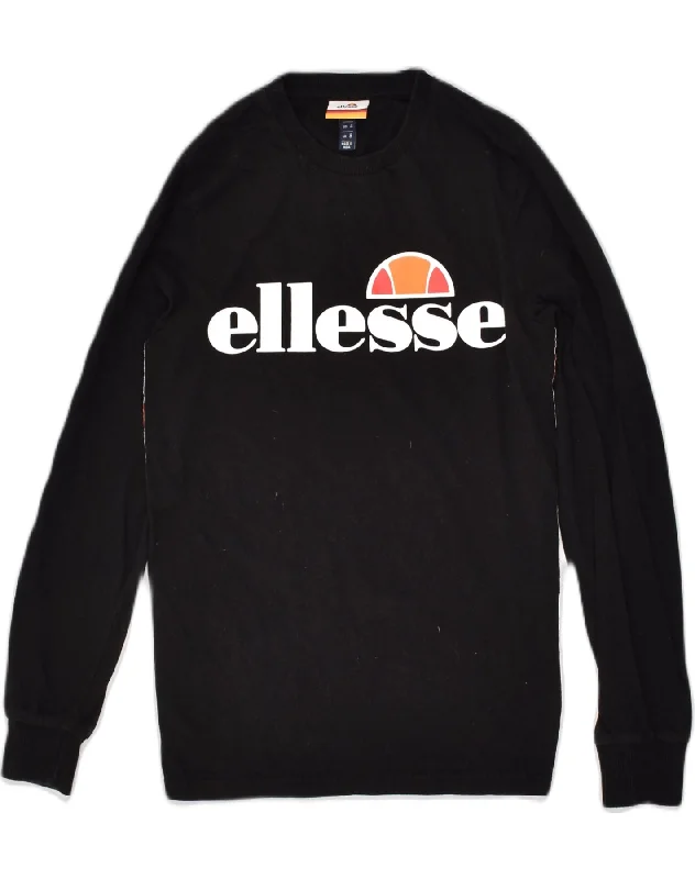 ELLESSE Womens Graphic Sweatshirt Jumper UK 8 Small Black Cotton