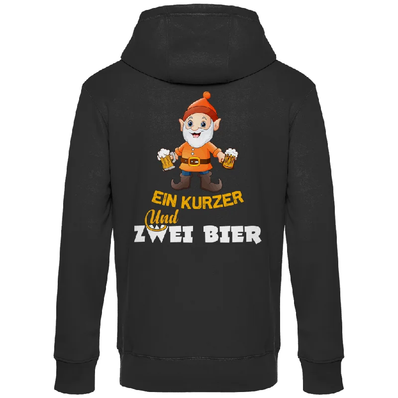 Premium Hoodie "Ein Kurzer und zwei Bier" (Backprint)