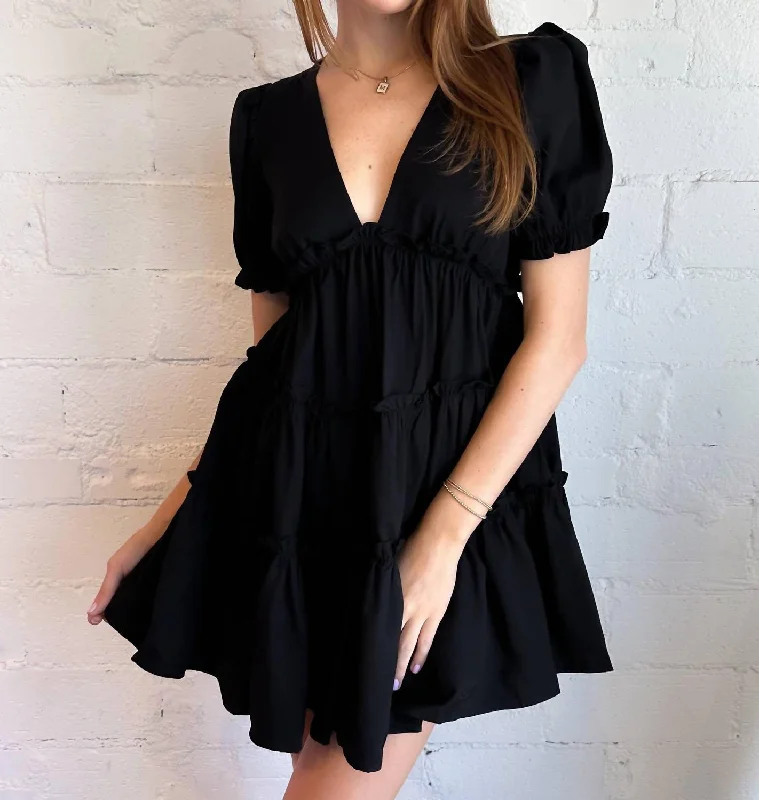 Kylie V-Neck Dress In Black