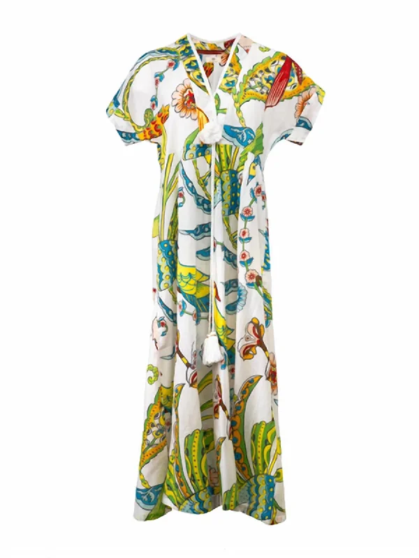 Women's Raven Tropical Birds Kimono Dress In Multi