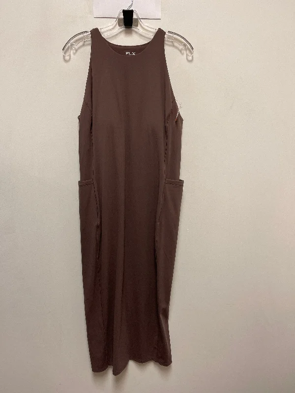 Dress Casual Midi By Flx In Brown, Size: Xl