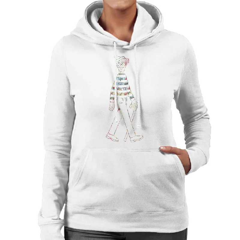 Where's Wally Beach Illustration Outline Women's Hooded Sweatshirt