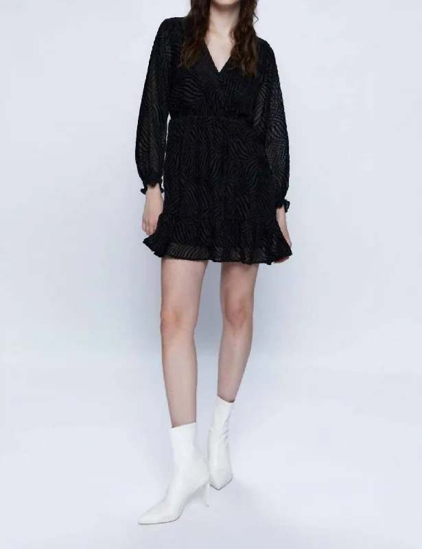 Isabella Velvet Microdot Mini Dress In Black