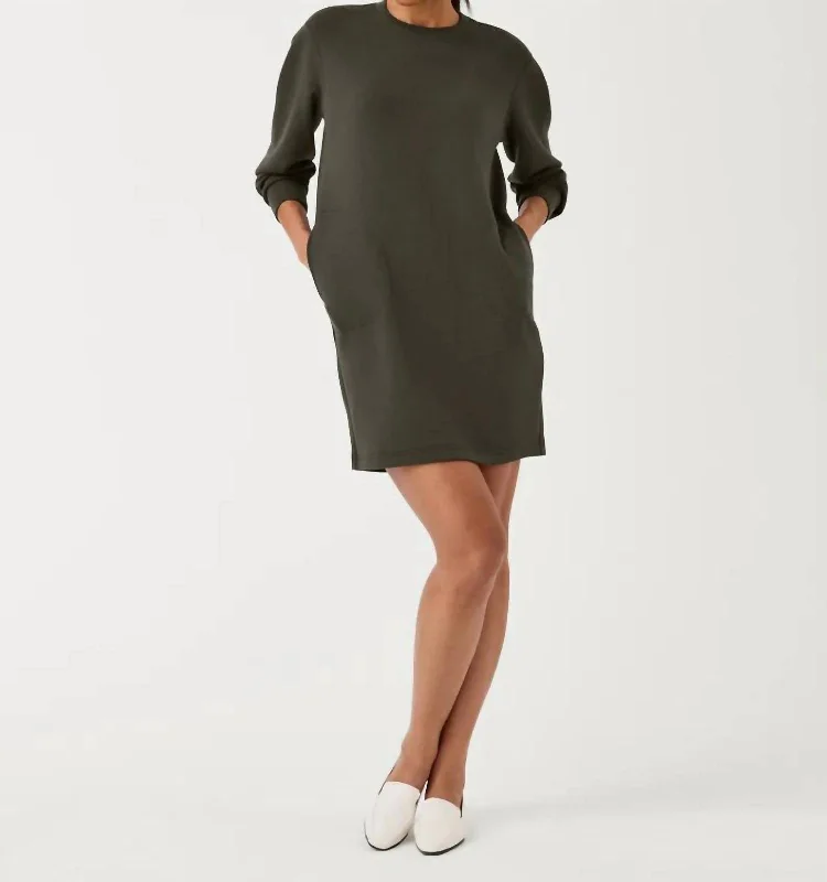 Air Essentials Crew Neck Dress In Dark Palm